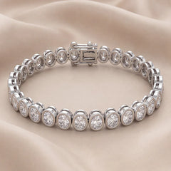 12.25 CT Oval Cut Diamond Bezel Tennis Bracelet