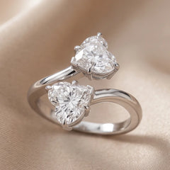 1.45 CT Heart Diamond Toi et Moi Bypass Ring