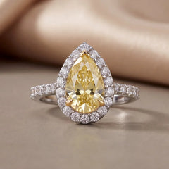 2.40 CT Yellow Pear Halo Ring