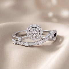 0.79 CT Round Diamond Halo Crossover Ring