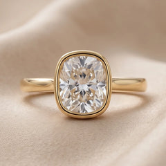 1.62 CT Cushion-cut & Round Diamond Bezel Solitaire Ring