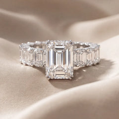8.04 CT Emerald-cut Hidden Halo Ring