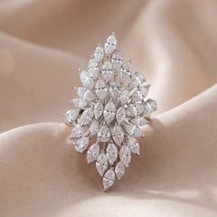 15.30 CT Pear & Marquise Diamond Cluster Cocktail Ring