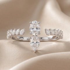 2.20 CT Pear Diamond Two Finger Ring