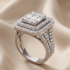 1.77 CT Baguette Diamond Double Halo Ring