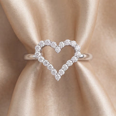 0.28 CT Diamond Open Heart Ring