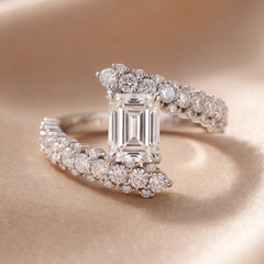 1.77 CT Emerald Diamond Bypass Ring
