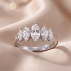 1.00 CT Marquise Diamond Five Stone Graduated Ring
