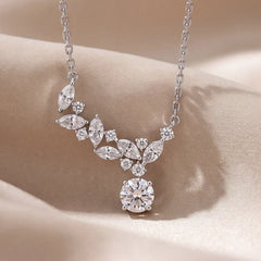 1.88 CT Round & Marquise Diamond Leaf Chain Necklace