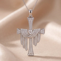 0.91 CT Heart Diamond Draped Cross Chain Necklace