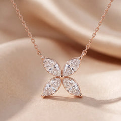 1.20 CT Marquise Cut Diamond Floral Pendant