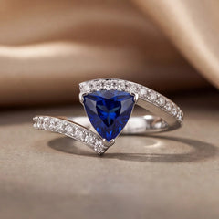 1.45 CT Trillion Blue Sapphire Bypass Ring