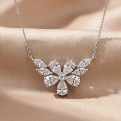 1.03 CT Multi Shape Diamond Floral Station Necklace