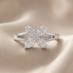 0.80 CT Marquise Diamond Flower Ring