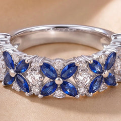2.36 CT Marquise Sapphire Cluster Half Eternity Ring