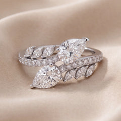 2.00 CT Pear, Marquise & Round Diamond Bypass Ring