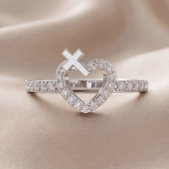 0.48 CT Round Diamond Heart Cross Ring