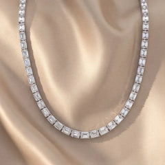 19.60 CT Emerald Cut Diamond Tennis Necklace