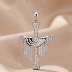 1.67 Heart Diamond Draped Cross Chain Necklace