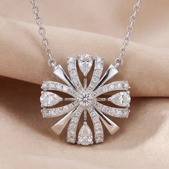0.96 CT Round & Pear Diamond Floral Chain Necklace