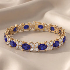18.50 CT Marquise Diamond & Oval Sapphire Tennis Bracelet