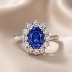 2.62 CT Oval Sapphire Halo Ring