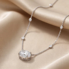 2.21 CT Oval Diamond Station Chain Necklace