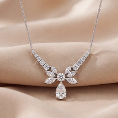 2.89 CT Multi Shape Diamond Floral Chain Necklace