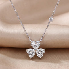 3.11 CT Heart Cut Diamond Trio Clover Pendant