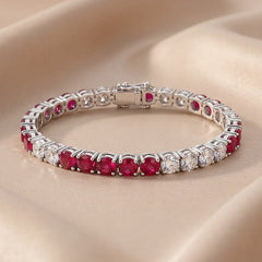 8.80 CT Round Diamond & Ruby Tennis Bracelet