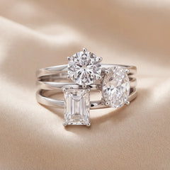 3.00 CT Multi Shape Diamond Three Stone Cluster Ring