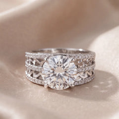 2.42 CT Round Diamond Wide Band Solitaire Ring