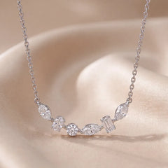 1.20 CT Multi Shape Diamond Bezel Bar Necklace