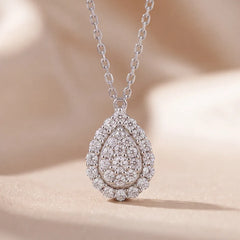0.93 CT Round Diamond Pear Cluster Chain Necklace