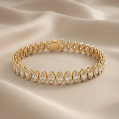3.15 CT Marquise Diamond Bezel Tennis Bracelet