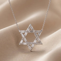 1.80 CT Baguette Diamond Star of David Necklace