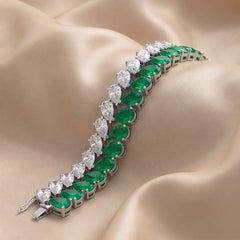 24.50 CT Pear Diamond & Emerald Tennis Bracelet