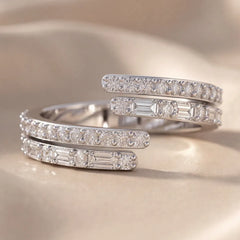 0.90 CT Round & Baguette Diamond Bypass Ring