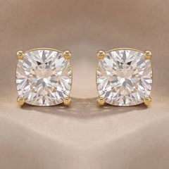 2 CT Square Cushion Diamond Stud Earrings