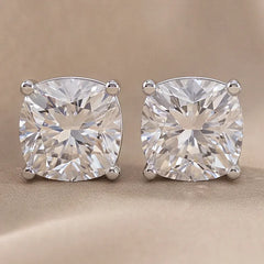 2 CT Square Cushion Diamond Stud Earrings