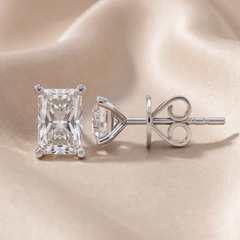2 CT Radiant Diamond Stud Earrings