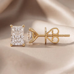 3 CT Radiant Diamond Stud Earrings