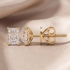 1 CT Radiant Diamond Stud Earrings