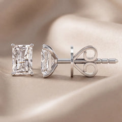 1 CT Radiant Diamond Stud Earrings