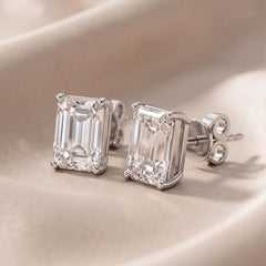 3 CT Emerald Diamond Stud Earrings