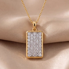 0.53 CT Round Diamond Pave Rectangle Bar Pendant
