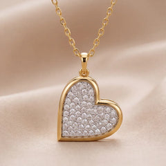0.41 CT Round Diamond Pave Heart Pendant