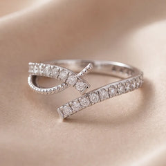 0.36 CT Round Diamond Crossover Bypass Ring