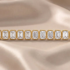 7.35 CT Emerald Cut Diamond Bezel Tennis Bracelet