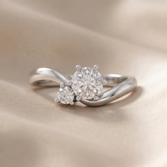 0.70 CT Round Diamond Bypass Two Stone Ring